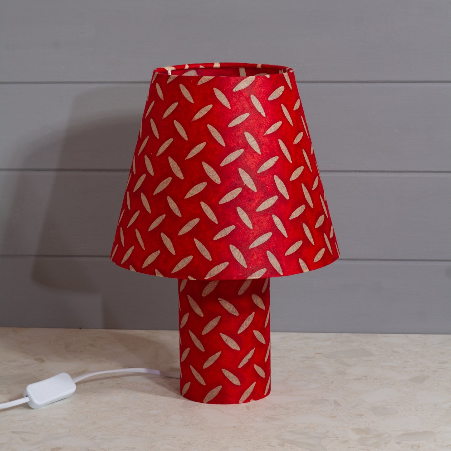 Matching Table Lamp (Small) with Conical Lamp Shade ~ P90 ~ Batik Tread Plate Red