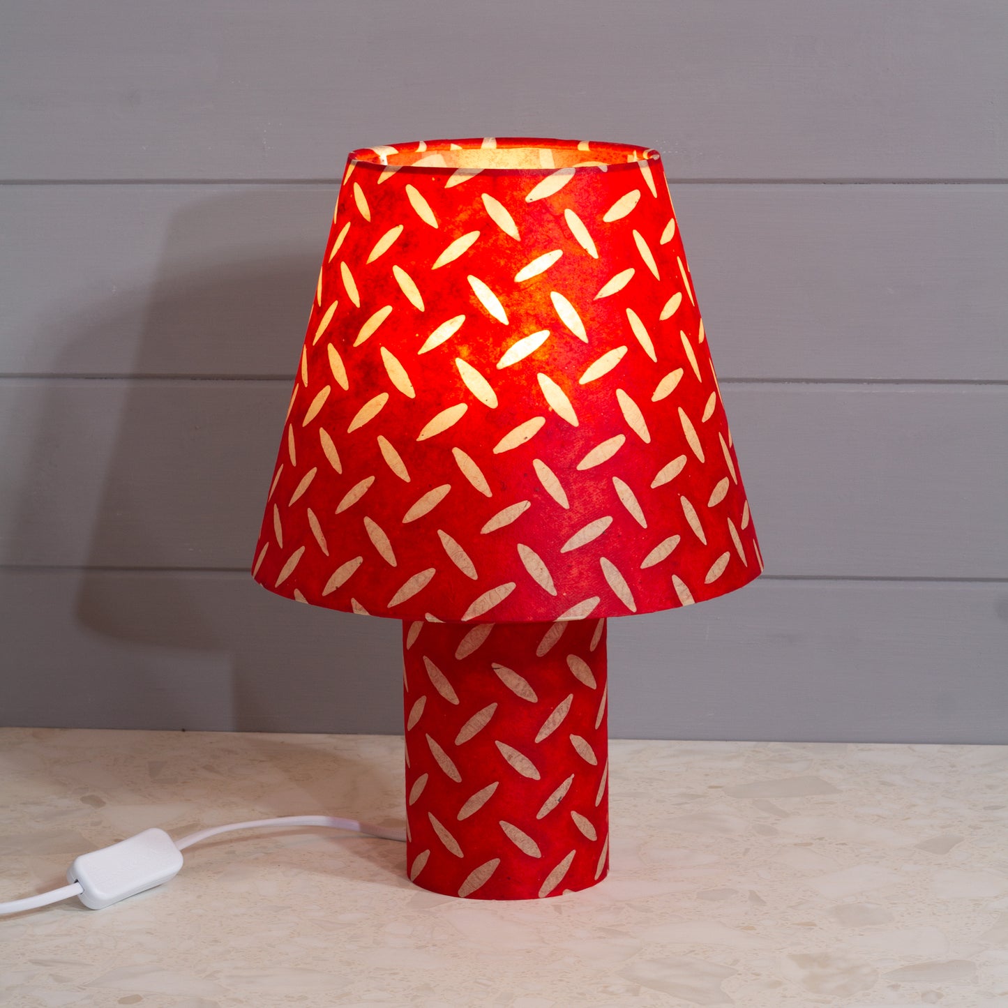 Matching Table Lamp (Small) with Conical Lamp Shade ~ P90 ~ Batik Tread Plate Red