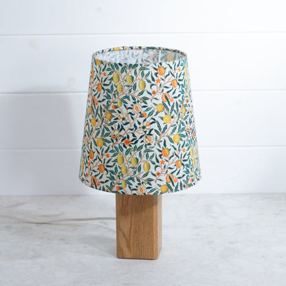 Conical Lamp Shade F110 ~ William Morris Fruits Fabric Conical Shade on Soild Oak Table Lamp