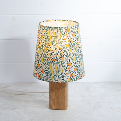 Conical Lamp Shade F110 ~ William Morris Fruits Fabric Conical Shade on Soild Oak Table Lamp