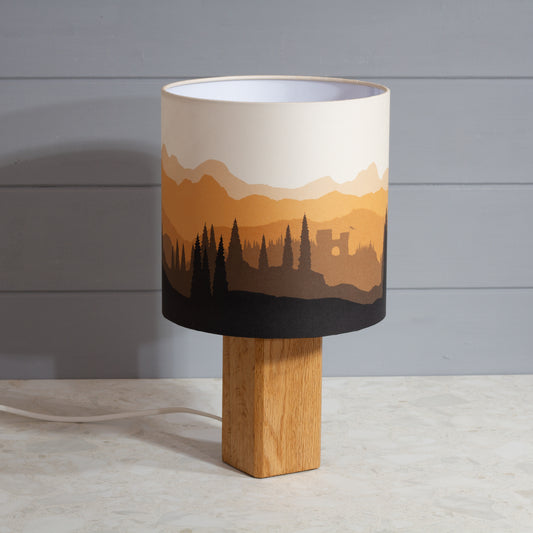 Forest Landscape Print ~ Orange, Oak Table Lamp