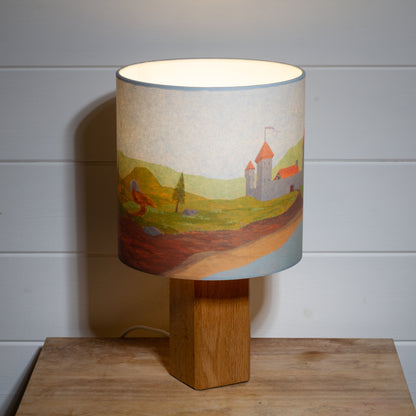 'Home is my Castle' Landscape Print, Square Oak Table Lamp