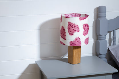 Square Oak Table Lamp with 20cm Drum Lamp Shade B131 ~ Soft Hearts Rose