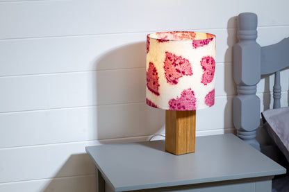 Square Oak Table Lamp with 20cm Drum Lamp Shade B131 ~ Soft Hearts Rose