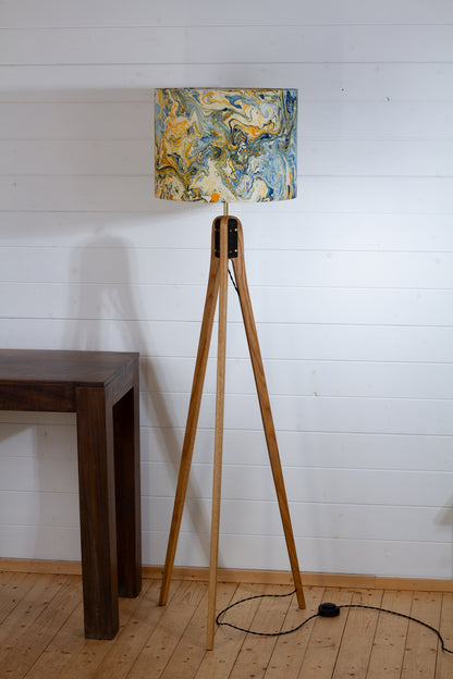 Oak Tripod Floor Lamp - B139 ~ Coastline Marble