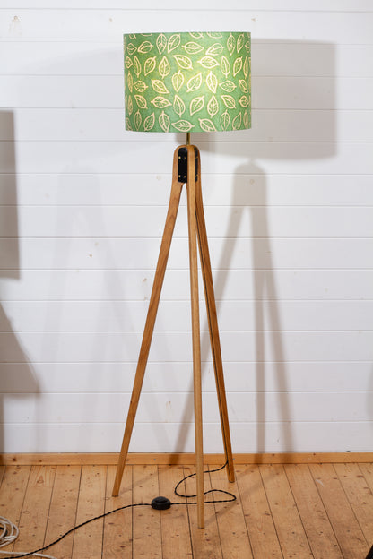 Oak Tripod Floor Lamp - P29 - Batik Leaf on Green