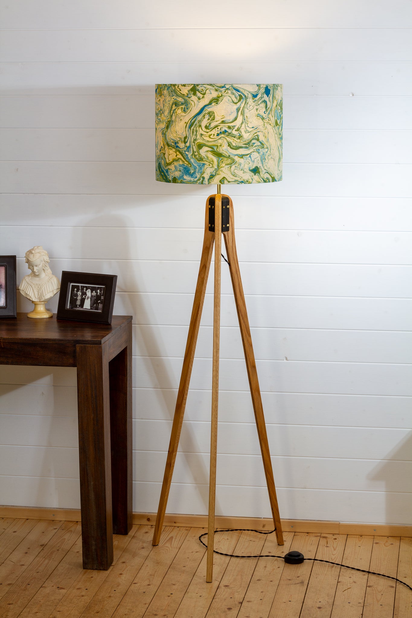 Oak Tripod Floor Lamp - B133 ~ Atlas Marble