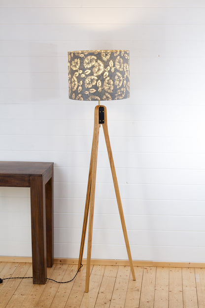 Oak Tripod Floor Lamp - B119 ~ Batik Peony Grey