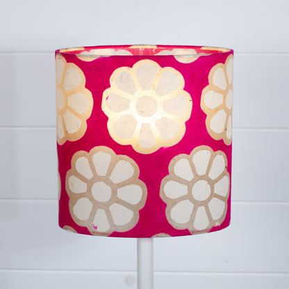Oval Lamp Shade - P22 - Batik Big Flower on Hot Pink, 20cm(w) x 20cm(h) x 13cm(d)