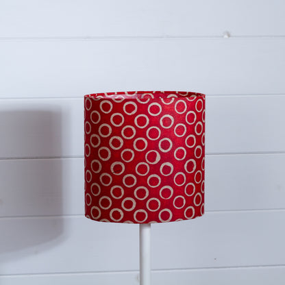 Oval Lamp Shade - P83 ~ Batik Red Circles, 20cm(w) x 20cm(h) x 13cm(d)