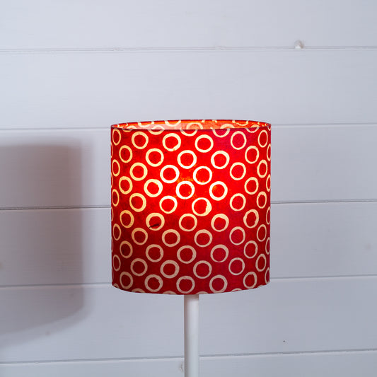 Oval Lamp Shade - P83 ~ Batik Red Circles, 20cm(w) x 20cm(h) x 13cm(d)