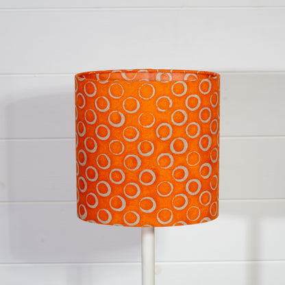 Oval Lamp Shade - P03 - Batik Orange Circles, 20cm(w) x 20cm(h) x 13cm(d)