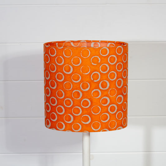 Oval Lamp Shade - P03 - Batik Orange Circles, 20cm(w) x 20cm(h) x 13cm(d)