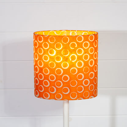 Oval Lamp Shade - P03 - Batik Orange Circles, 20cm(w) x 20cm(h) x 13cm(d)
