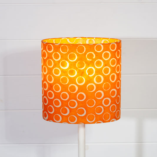 Oval Lamp Shade - P03 - Batik Orange Circles, 20cm(w) x 20cm(h) x 13cm(d)