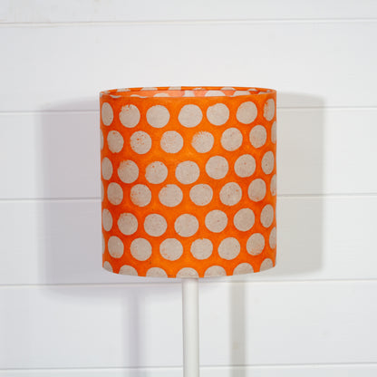 Oval Lamp Shade - B110 ~ Batik Dots on Orange, 20cm(w) x 20cm(h) x 13cm(d)