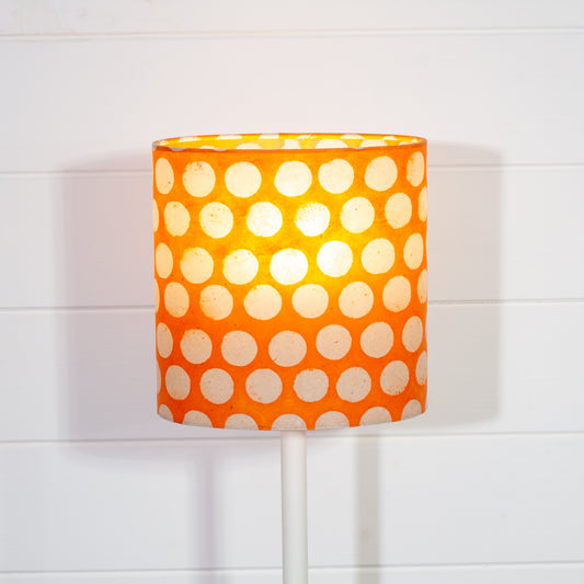 Oval Lamp Shade - B110 ~ Batik Dots on Orange, 20cm(w) x 20cm(h) x 13cm(d)