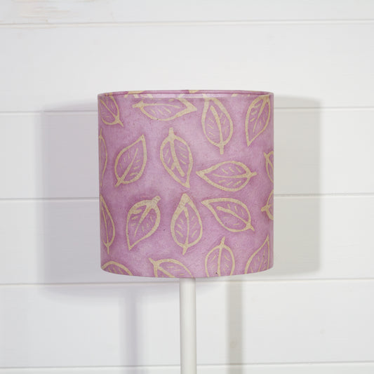 Oval Lamp Shade - P68 - Batik Leaf on Purple, 20cm(w) x 20cm(h) x 13cm(d)