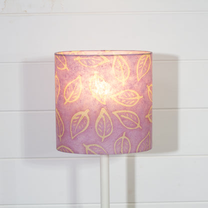 Oval Lamp Shade - P68 - Batik Leaf on Purple, 20cm(w) x 20cm(h) x 13cm(d)