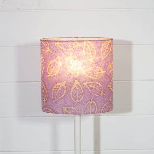 Oval Lamp Shade - P68 - Batik Leaf on Purple, 20cm(w) x 20cm(h) x 13cm(d)
