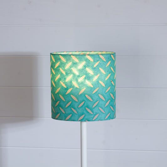 Oval Lamp Shade - P93 ~ Batik Tread Plate Sea Foam, 20cm(w) x 20cm(h) x 13cm(d)