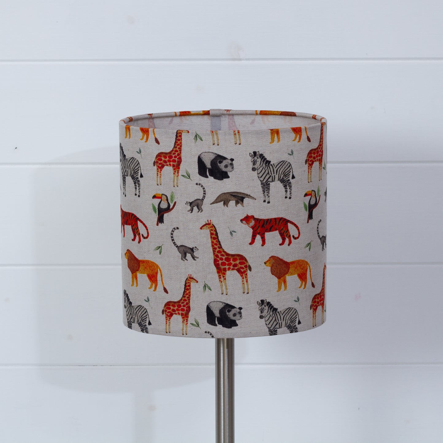 Oval Lamp Shade - F100 ~ Zoo Animals Fabric, 20cm(w) x 20cm(h) x 13cm(d)