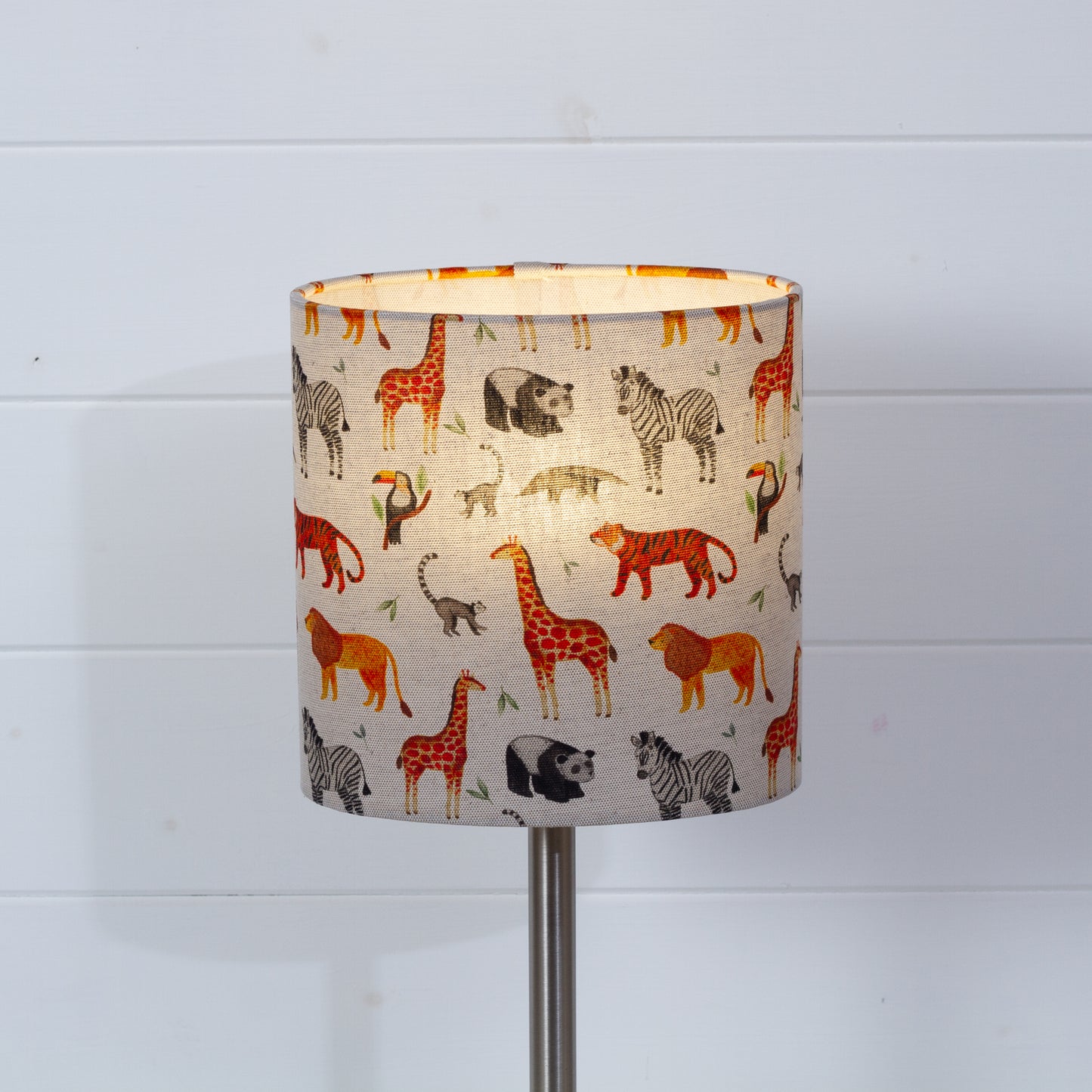 Oval Lamp Shade - F100 ~ Zoo Animals Fabric, 20cm(w) x 20cm(h) x 13cm(d)