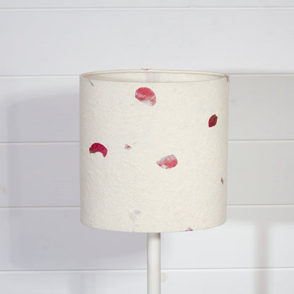 Oval Lamp Shade - P33 - Rose Petals on Natural Lokta, 20cm(w) x 20cm(h) x 13cm(d)