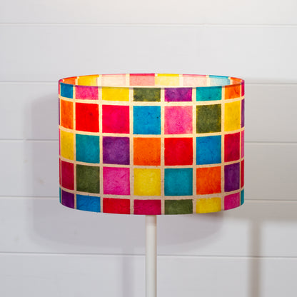 Oval Lamp Shade - P01 - Batik Multi Square, 30cm(w) x 20cm(h) x 22cm(d)