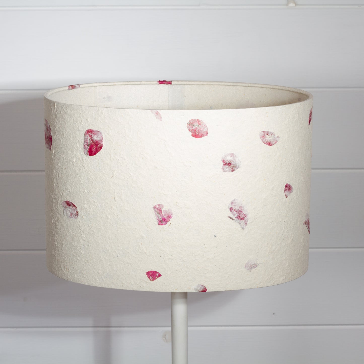 Oval Lamp Shade - P33 - Rose Petals on Natural Lokta, 30cm(w) x 20cm(h) x 22cm(d)