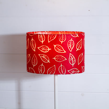 Oval Lamp Shade - P30 - Batik Leaf on Red, 30cm(w) x 20cm(h) x 22cm(d)