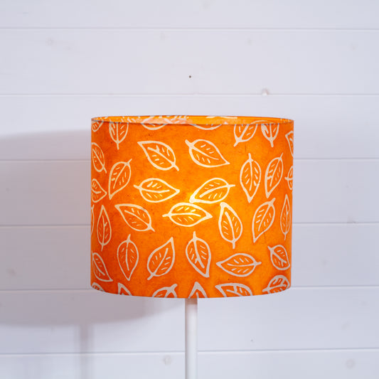 Oval Lamp Shade - B123 ~ Batik Leaf Orange, 30cm(w) x 25cm(h) x 22cm(d)