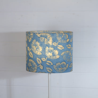 Oval Lamp Shade - B129 ~ Batik Peony Blue, 30cm(w) x 25cm(h) x 22cm(d)