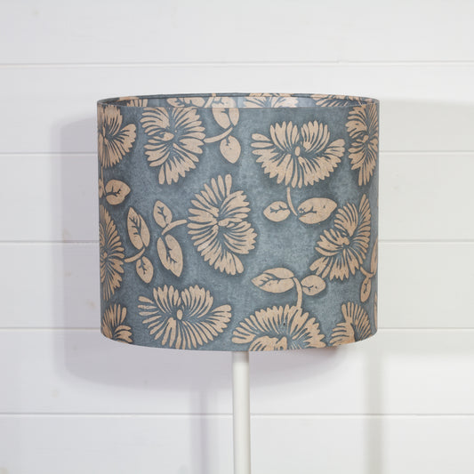 Oval Lamp Shade - B119 ~ Batik Peony Grey, 30cm(w) x 25cm(h) x 22cm(d)