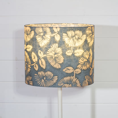 Oval Lamp Shade - B119 ~ Batik Peony Grey, 30cm(w) x 25cm(h) x 22cm(d)
