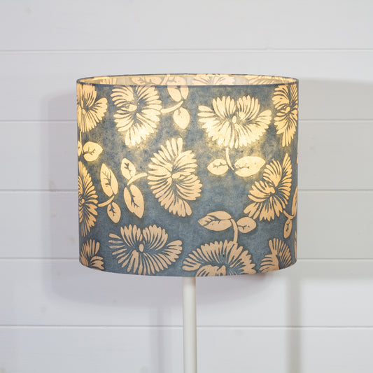 Oval Lamp Shade - B119 ~ Batik Peony Grey, 30cm(w) x 25cm(h) x 22cm(d)