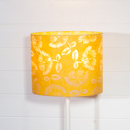 Oval Lamp Shade - B120 - Batik Peony Yellow, 30cm(w) x 25cm(h) x 22cm(d)