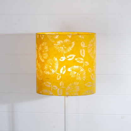 Oval Lamp Shade - B120 Batik Peony Yellow, 30cm(w) x 30cm(h) x 22cm(d)