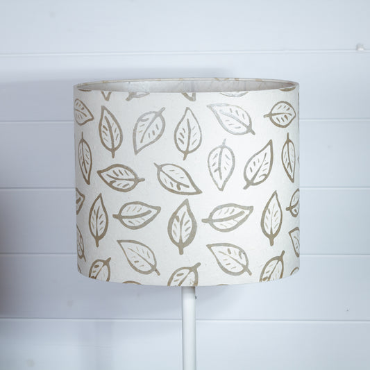 Oval Lamp Shade - P28 - Batik Leaf on Natural, 30cm(w) x 25cm(h) x 22cm(d)