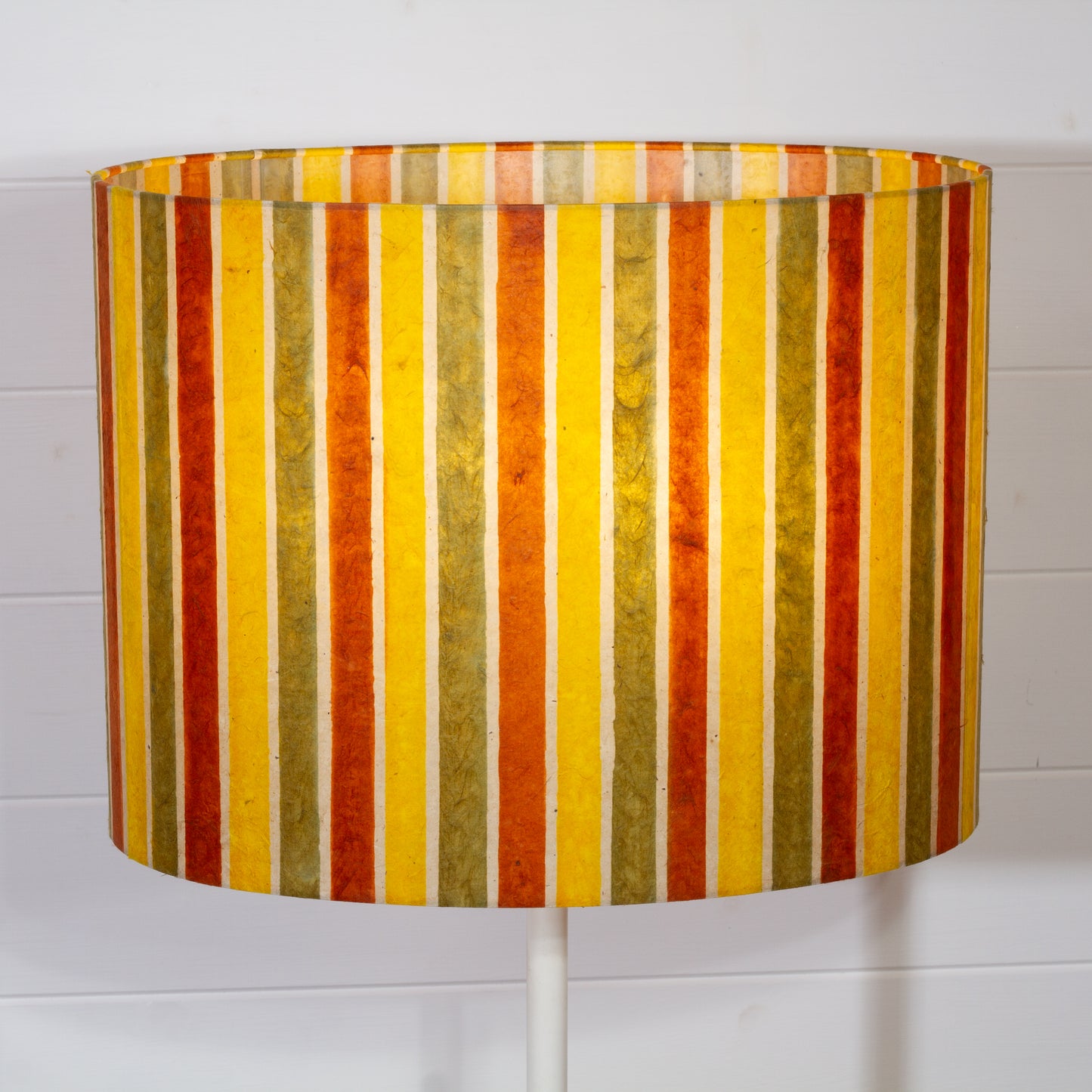 Oval Lamp Shade - P06 - Batik Stripes Autumn, 40cm(w) x 30cm(h) x 30cm(d)
