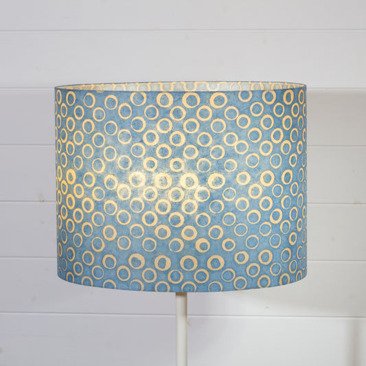 Oval Lamp Shade - P72 - Batik Blue Circles, 40cm(w) x 30cm(h) x 30cm(d)