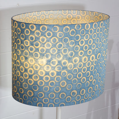 Oval Lamp Shade - P72 - Batik Blue Circles, 40cm(w) x 30cm(h) x 30cm(d)