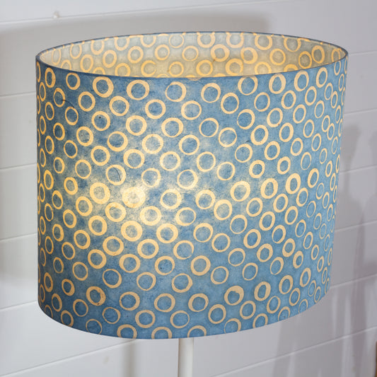 Oval Lamp Shade - P72 - Batik Blue Circles, 40cm(w) x 30cm(h) x 30cm(d)