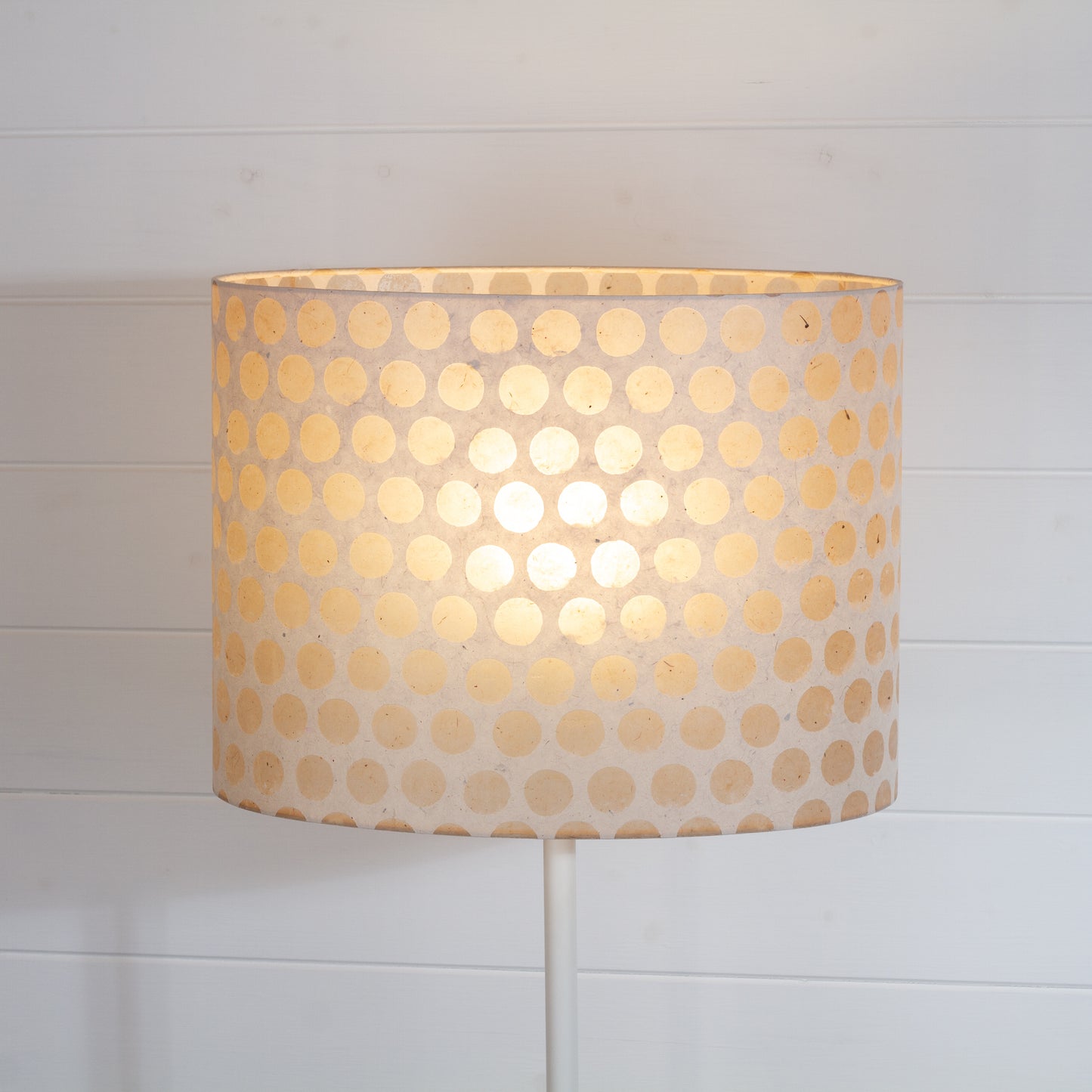 Oval Lamp Shade - P85 ~ Batik Dots on Natural, 40cm(w) x 30cm(h) x 30cm(d)