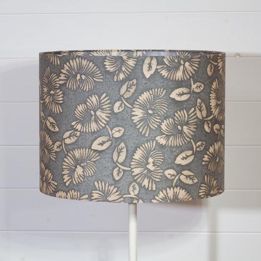 Oval Lamp Shade - B119 ~ Batik Peony Grey, 40cm(w) x 30cm(h) x 30cm(d)