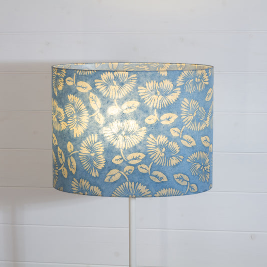 Oval Lamp Shade - B129 ~ Batik Peony Blue, 40cm(w) x 30cm(h) x 30cm(d)