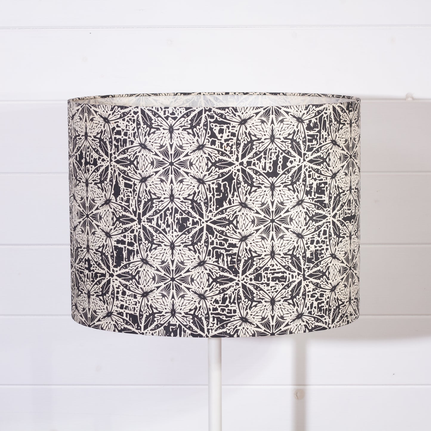 Oval Lamp Shade - B136 ~ Butterfly Kaleidoscope Black, 40cm(w) x 30cm(h) x 30cm(d)