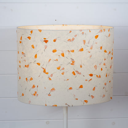 Oval Lamp Shade - P32 - Marigold Petals on Natural Lokta, 40cm(w) x 30cm(h) x 30cm(d)