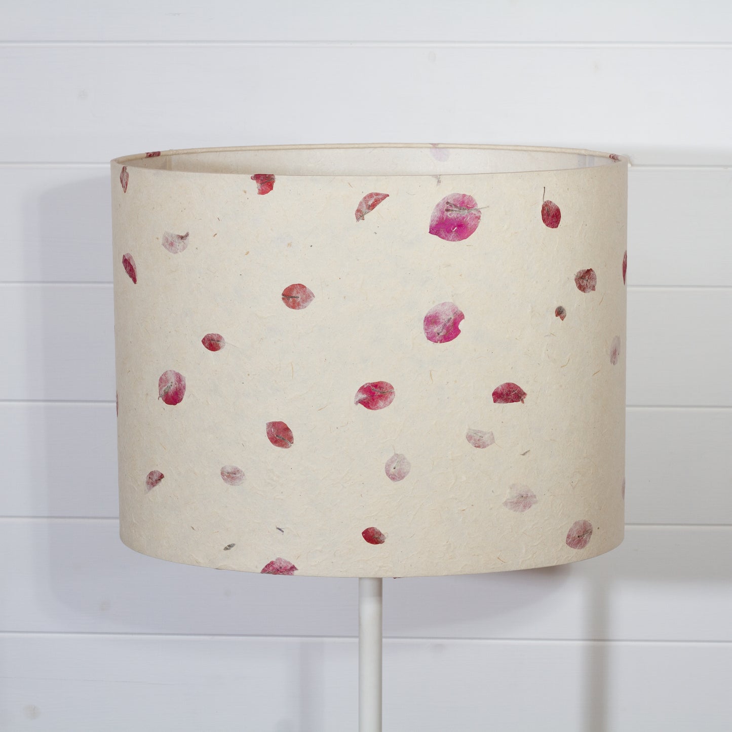 Oval Lamp Shade - P33 - Rose Petals on Natural Lokta, 40cm(w) x 30cm(h) x 30cm(d)
