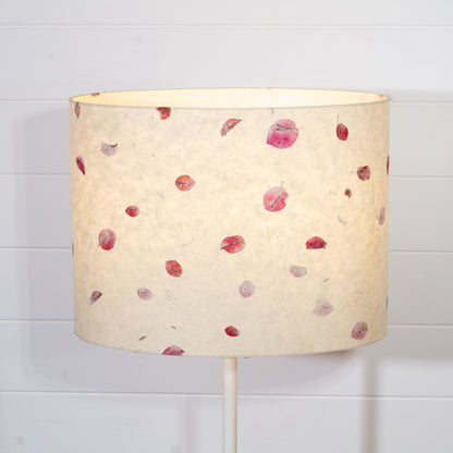 Oval Lamp Shade - P33 - Rose Petals on Natural Lokta, 40cm(w) x 30cm(h) x 30cm(d)